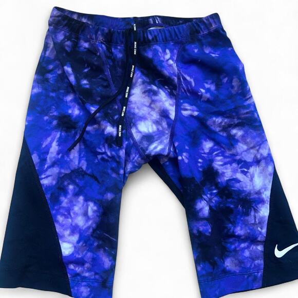 Nike blue and black tie dye Mens Medium 32 Swim Shorts Hydrastrong Jammer - Picture 1 of 3